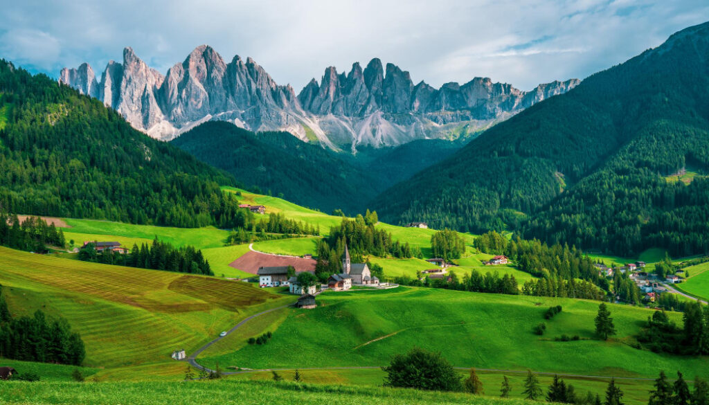 14049878 Panoramic st magdalena in the dolomites italy